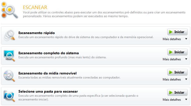 Escaneamentos do Avast! Pro Antivirus Escaneamentos do Avast! Pro Antivirus