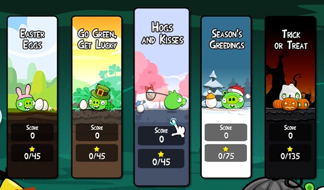 Algumas das estações disponíveis no Angry Birds 