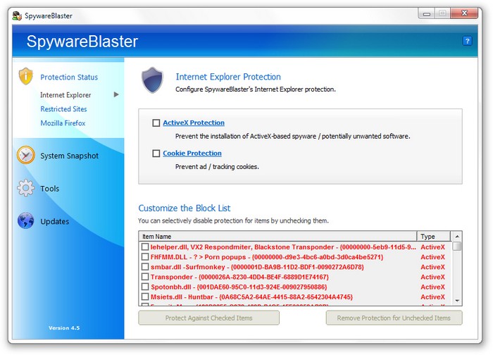SpywareBlaster SpywareBlaster