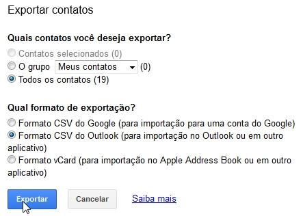Como exportar os seus contatos do Gmail e do Hotmail