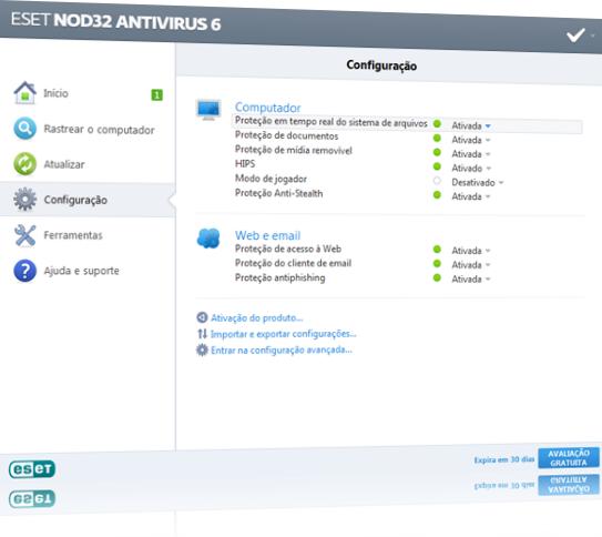 Configurações avançadas Configurações avançadas