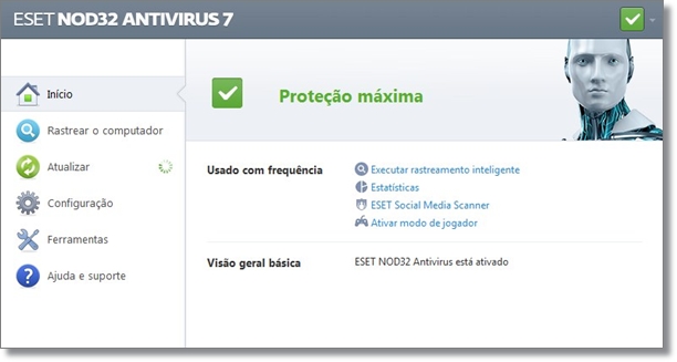 Tela inicial do ESET NOD32 Tela inicial do ESET NOD32