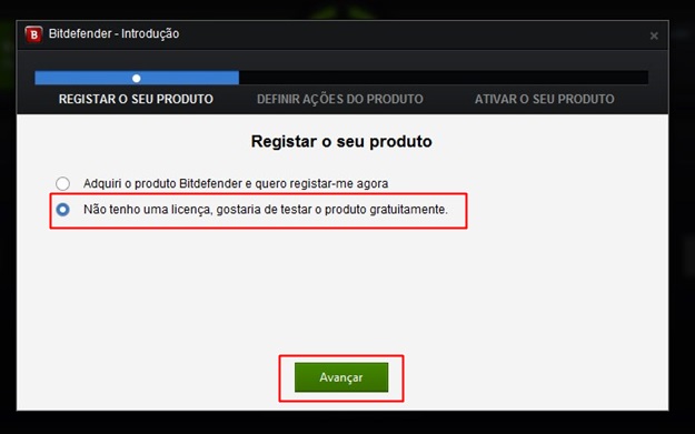 Licença gratuita para testar