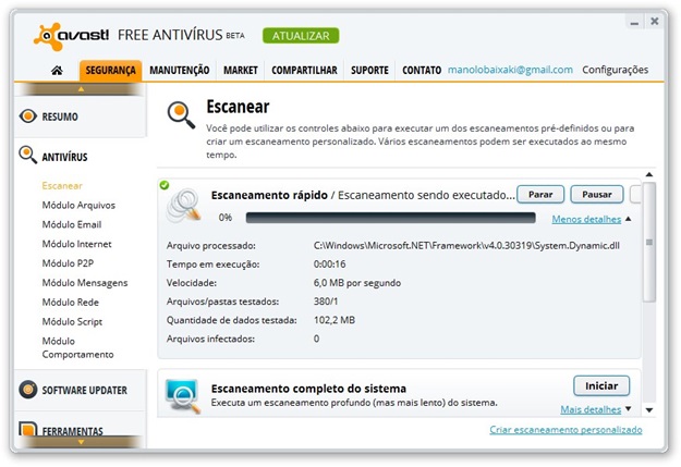 Iniciando uma verificação Iniciando uma verificação
