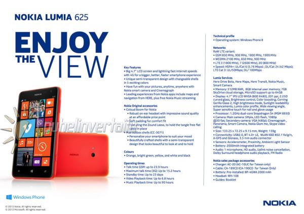 Lumia 625: surgem mais informações sobre o novo aparelho da Nokia