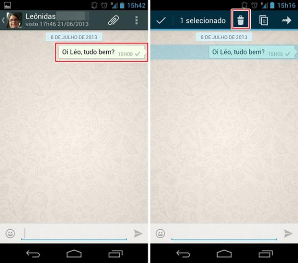 Apagando mensagens em uma conversa