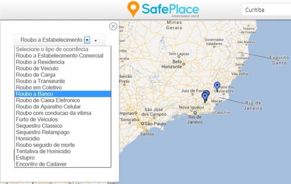 Serviço usa mapa para mostrar onde os crimes acontecem no Brasil