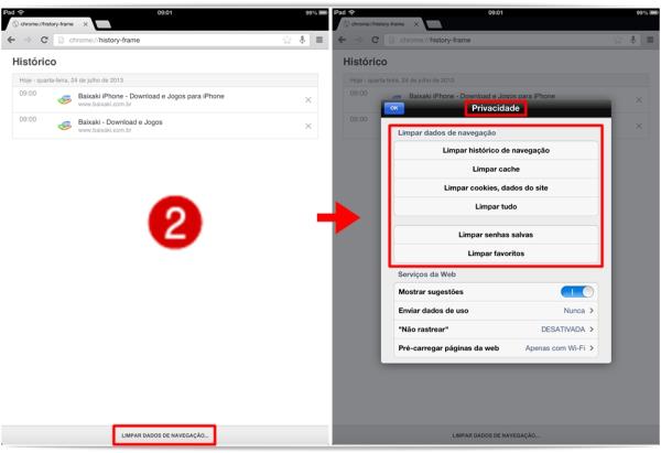 iOS: como limpar o histórico de navegação do Chrome