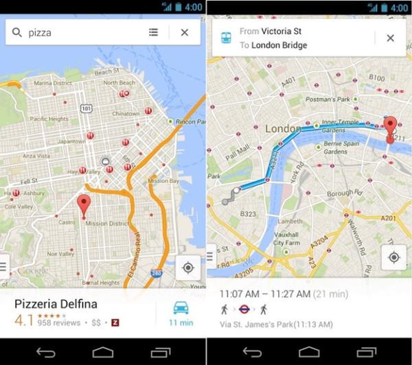 Mapas e roteiros com o Google Maps