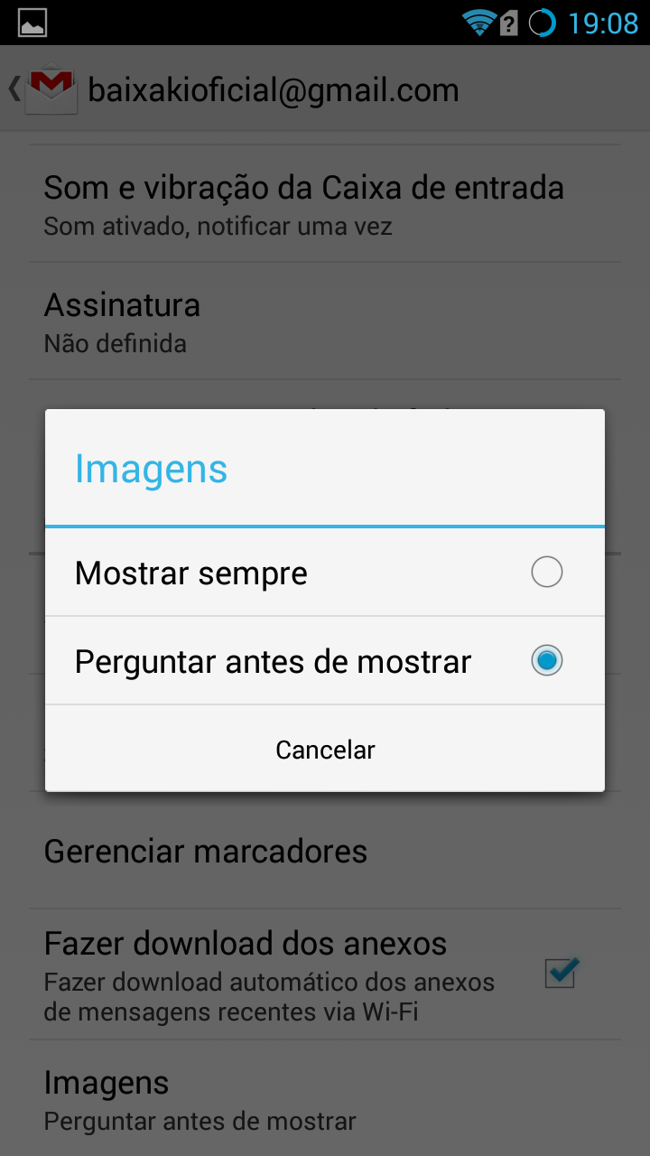 Android: como evitar que imagens do Gmail carreguem automaticamente