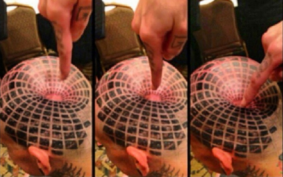 Cabeça tatuada com ilusão de óptica vai matar você de aflição