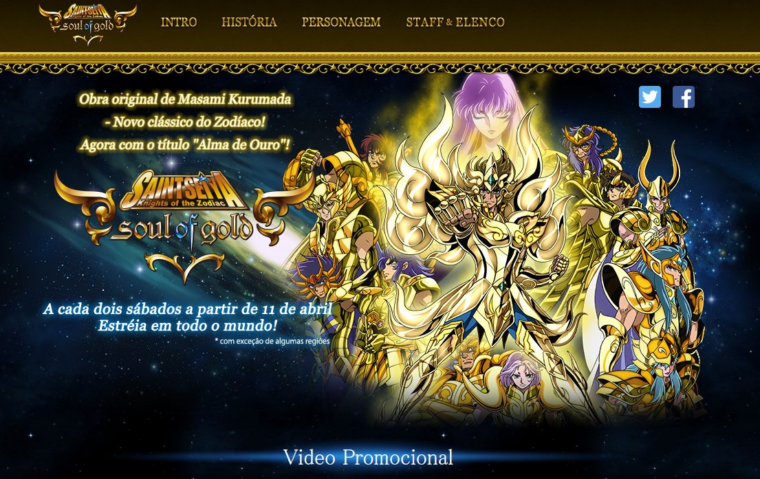 Confirmada a transmissão gratuita de Saint Seiya Soul of Gold para o Brasil