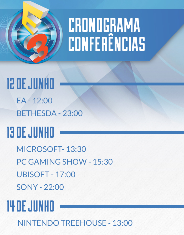 Guia E3 2016: Veja as datas e os horários de todas as conferências Guia E3 2016: Veja as datas e os horários de todas as conferências