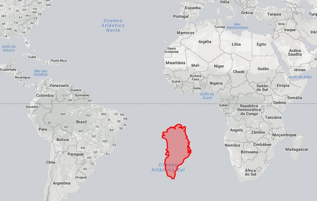 Groenlândia entre Brasil e África Groenlândia entre Brasil e África