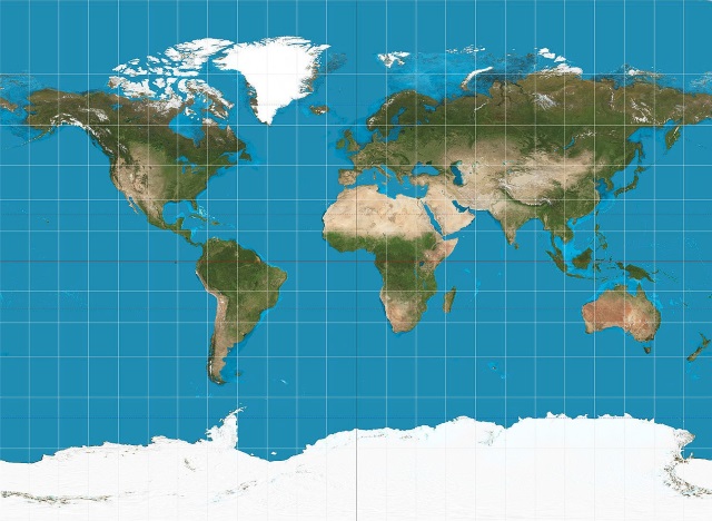 Esta é uma representação do nosso mundo criada a partir da Projeção de Mercator Esta é uma representação do nosso mundo criada a partir da Projeção de Mercator