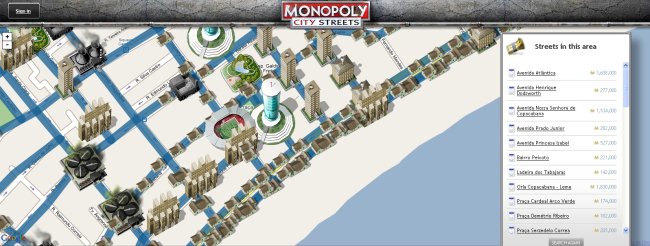 Mapas reais em Monopoly City Streets Mapas reais em Monopoly City Streets