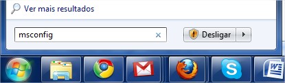 Procure aqui pelo msconfig. Procure aqui pelo msconfig.