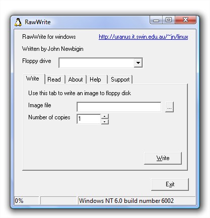 Interface do RawWrite Interface do RawWrite