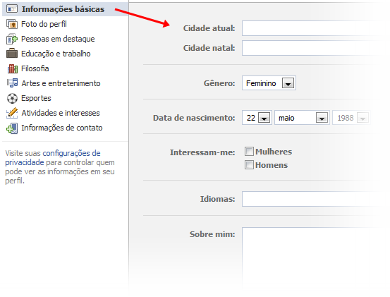 Preencha as informações do seu perfil