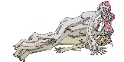 Imagem de: Artista cria Kama Sutra protagonizado por zumbis