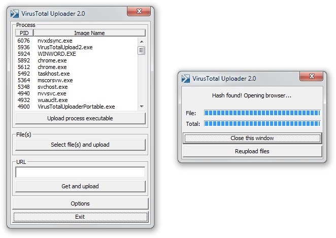 virustotal uploader properties