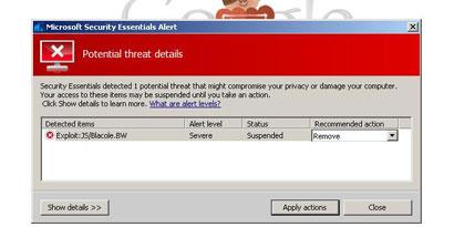 Imagem de: Antivírus da Microsoft acusa Google como malware