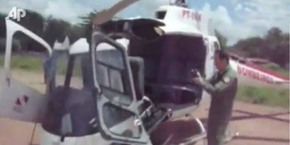 Imagem de: Helicóptero desmonta ao tentar levantar voo no Pará [vídeo]