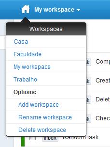Áreas de trabalho disponíveis