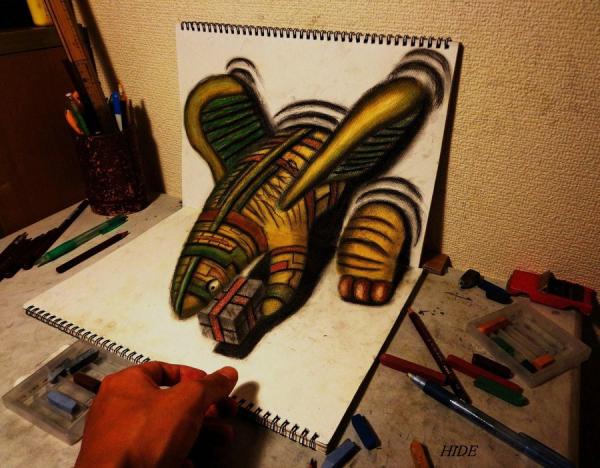 com grafite e criatividade artista cria desenhos 3d incríveis