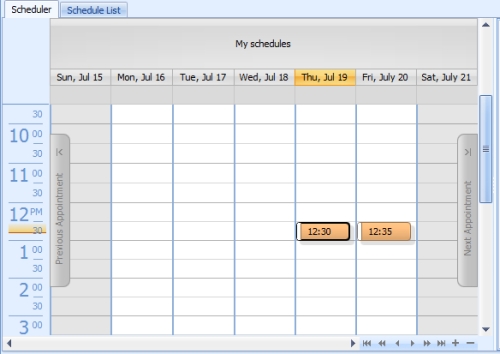 Visualização da semana