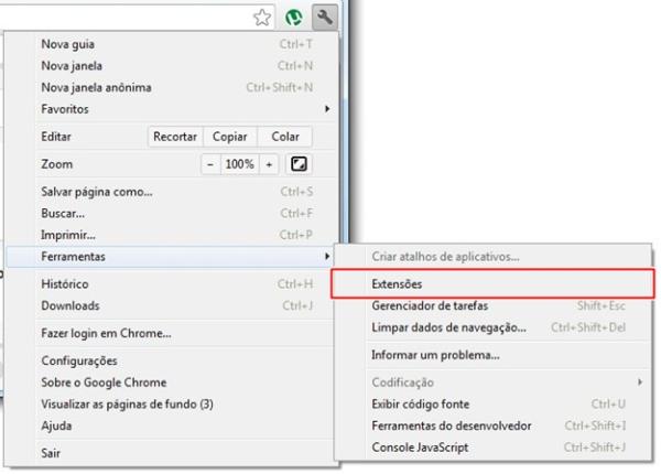Abrindo as configurações