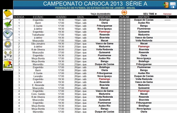 Tabela Campeonato Carioca 2013 Download
