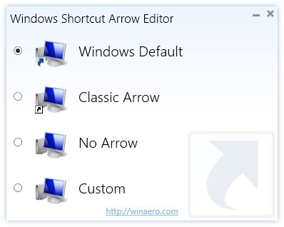 ultimate windows tweaker remove shortcut arrow
