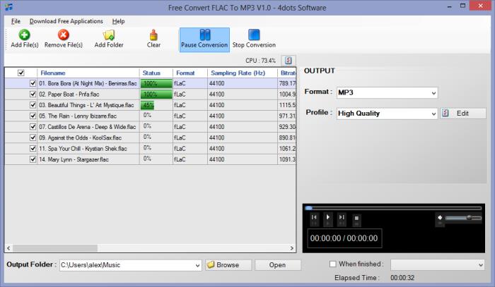 flac naar mp3 online converter