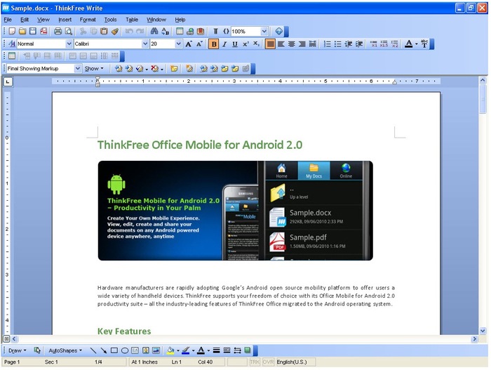 Thinkfree office neo word как включить исправления