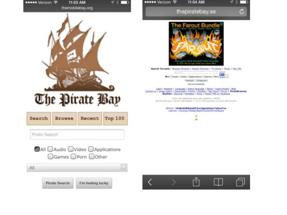 Pirate Bay agora tem site mobile