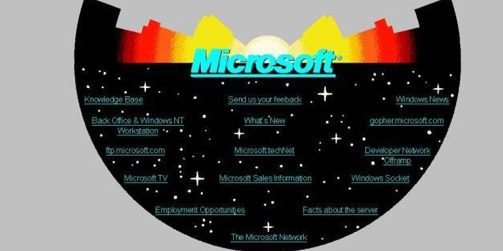 Imagem de: Viagem no tempo: Microsoft relança site com visual de 20 anos atrás