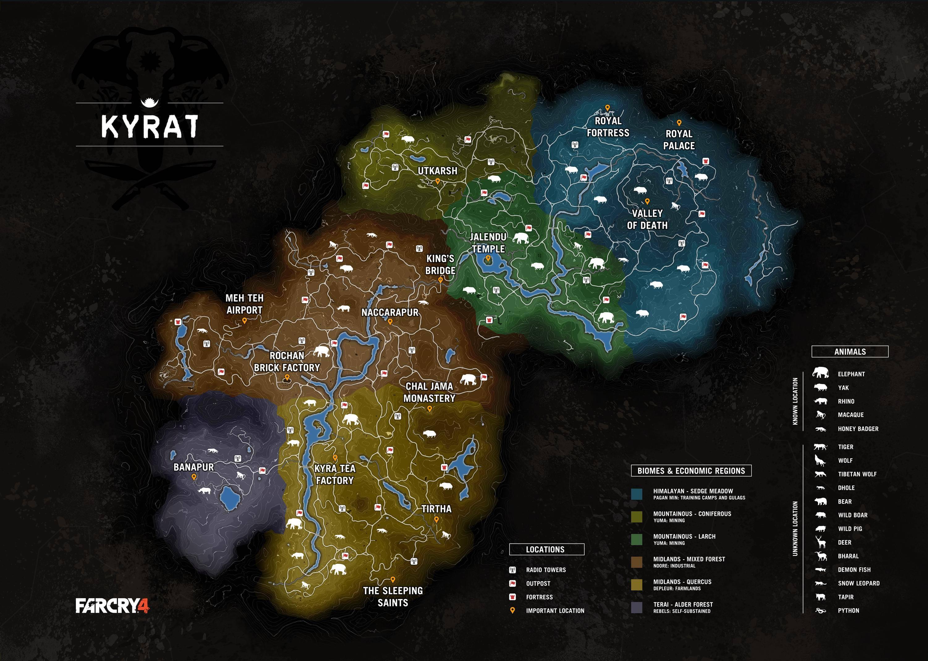 Vazou! Veja o gigantesco mapa de Far Cry 4 com animais, regiões e mais