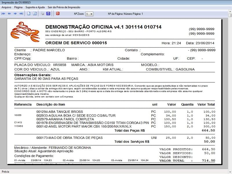 Imagem 4 do Programa OS Oficina Mecânica Moto, Vendas, Controle de Estoque e Financeiro