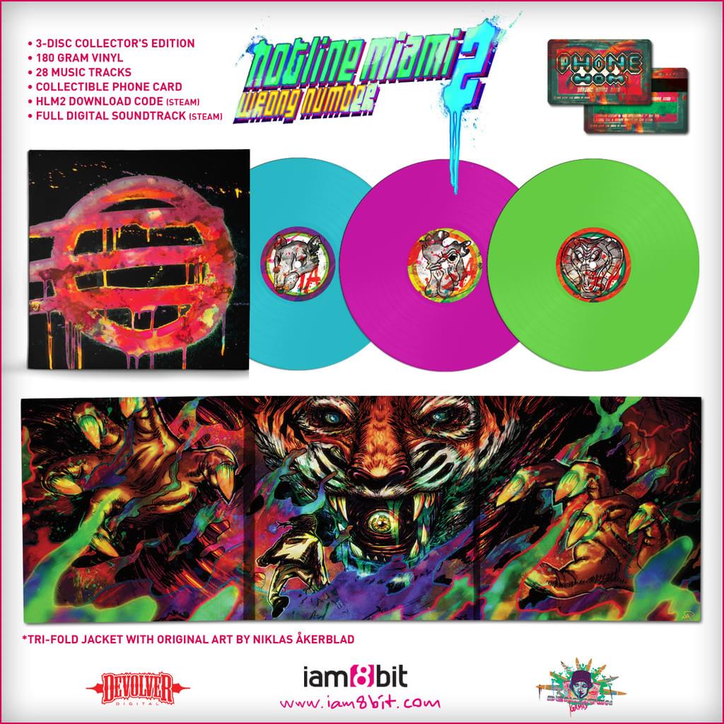 A edição de colecionador de Hotline Miami 2 inclui três discos de vinil