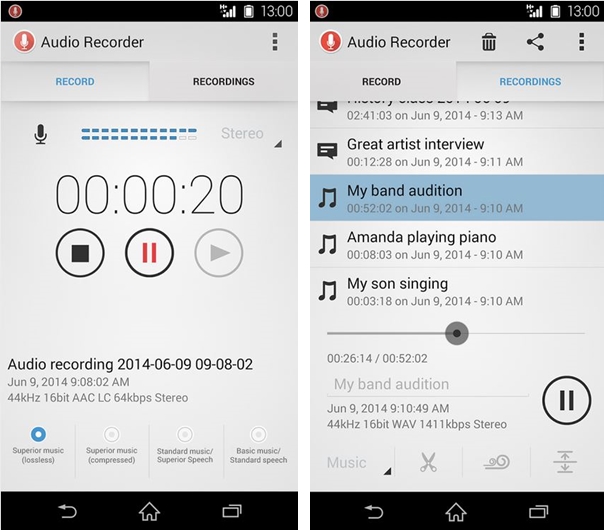 audio recorder on android