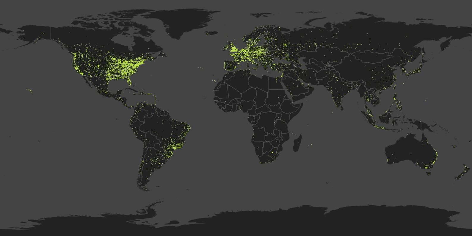 Mapa de atividades de download de pelo menos um usuário Steam durante um período recente de 24h