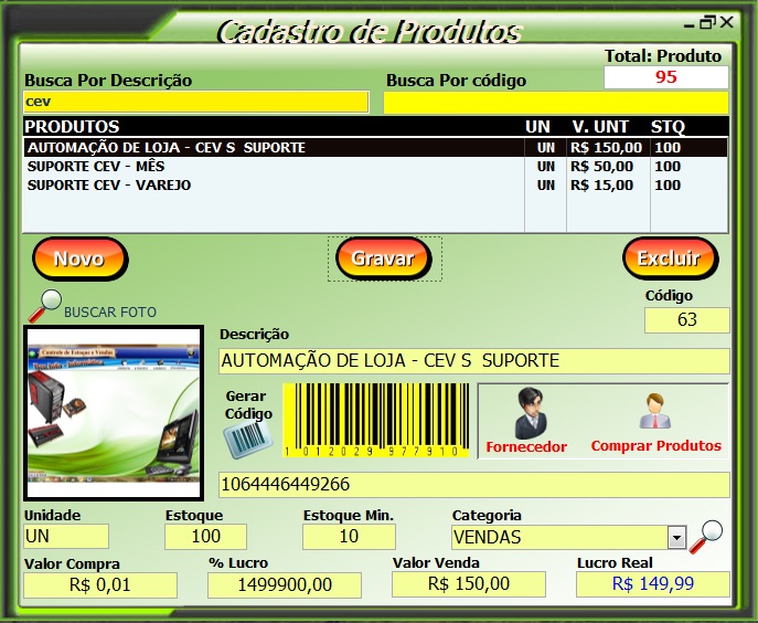 Imagem 4 do CEV - Controle de Estoque e Vendas