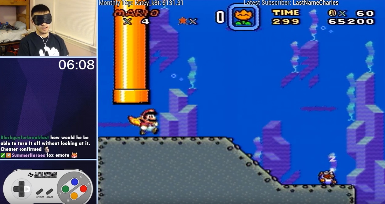 Faz melhor? Jogador vendado termina Super Mario World em 16 minutos