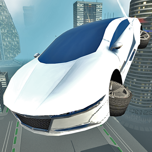Logo Futuristic Flying Car Driving Ícone Logo Futuristic Flying Car Driving Ícone