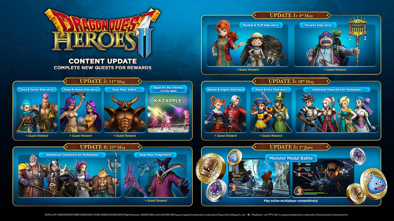 Maio e junho estão cheios de DLCs gratuitos para Dragon Quest Heroes II