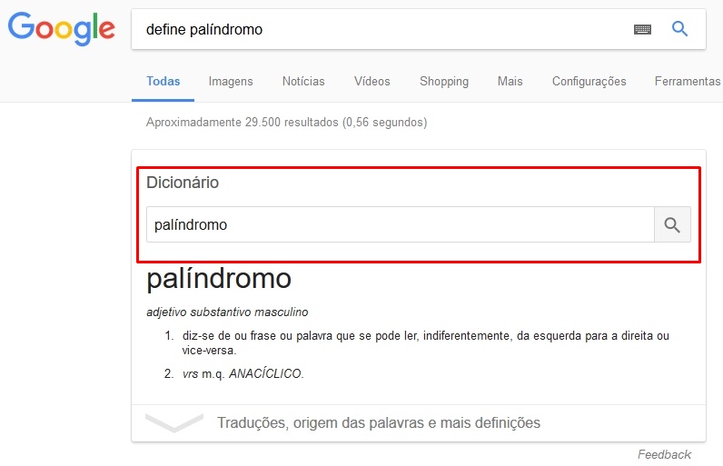 Busca dentro da busca: dicionário do Google ganha sistema de pesquisa ...