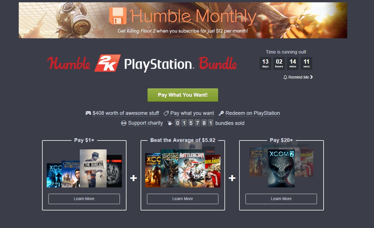 Novo Humble Bundle traz diversos jogos da 2K Games para PlayStation 16124625398150