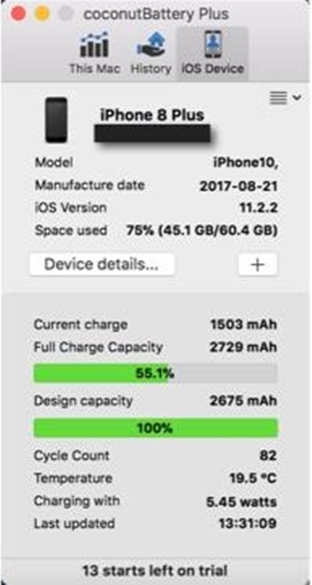 Как установить coconut battery на айфон