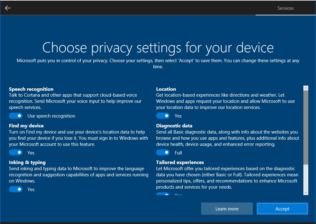 windows 10 privacidade